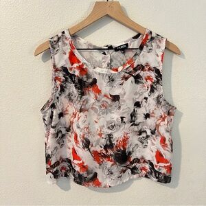 Tildon Abstract Tie Dye Print Chiffon Boxy Relaxed Fit Sleeveless Top Size M